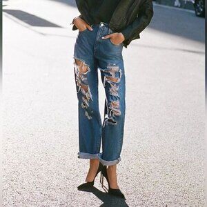 EUC ANTHROPOLOGIE PILCRO THE JOEY HIGH-RISE STRAIGHT DESTRESED JEANS WOMENS 28